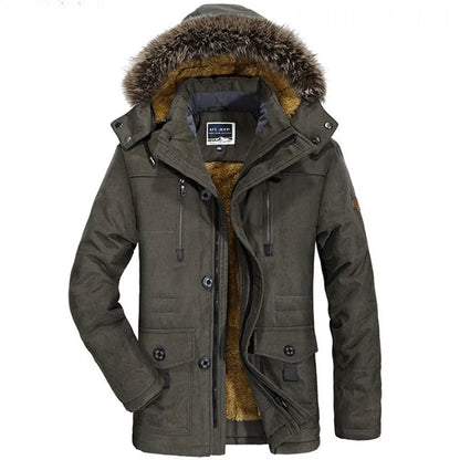New Winter Men Hooded Fur Collar Long Down Jackets Overcoats Male Multiple Pockets Warm Parkas Quality Man Casual Chaquetas 7XL