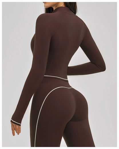 Seamless Yoga Long Sleeve Women Sports Jacket Zipper Fitness Yoga Shirt Gym Top Activewear Running Coats Cycling Workout Clothes