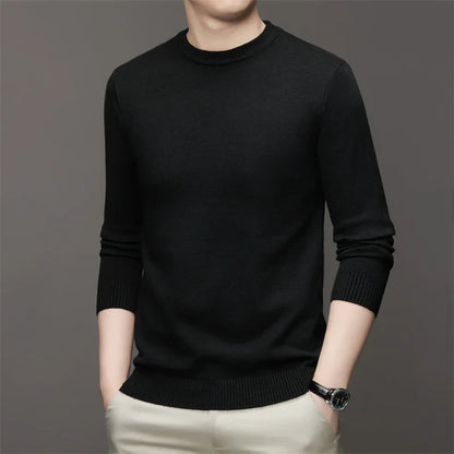 7 Colour Men's Round Neck Long Sleeved Solid Color Sweater Soft Warm and Comfortable Top with a Base