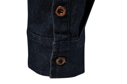2026 Cotton Denim Shirts Men Casual Long Sleeve Quality Cowboy Shirt Solid Color Slim Fit Elastic Navy Blue Black Clothes