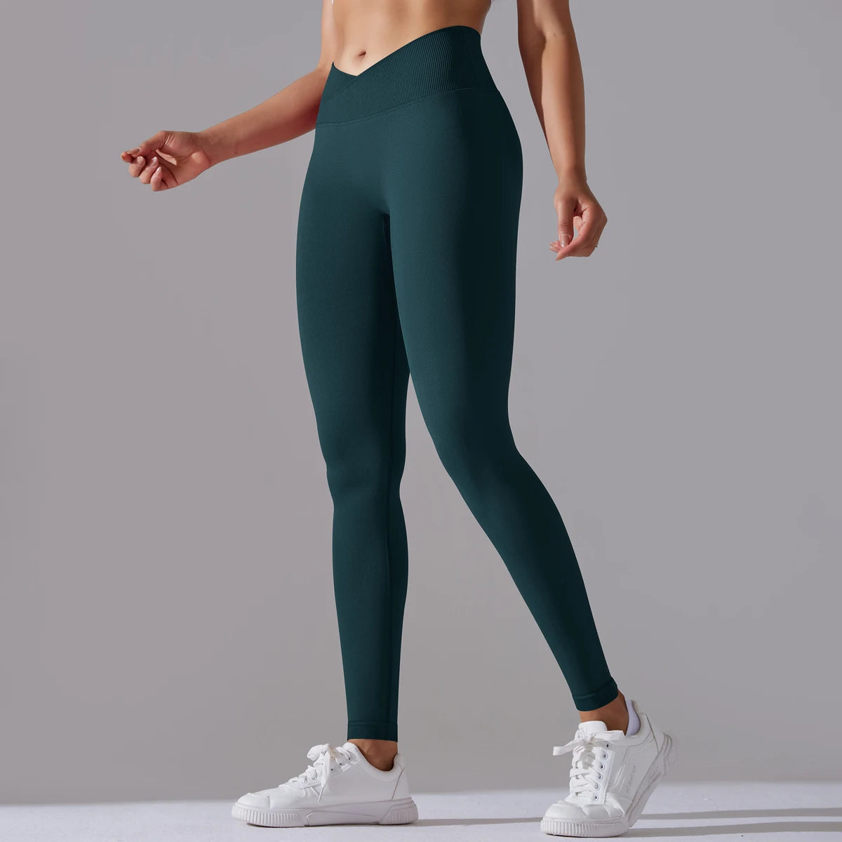 Seamless Yoga Pant Cross Over Waistband Sports Fitness Legging Women High Waist Gym Scrunch Butt Running Workout Leggings