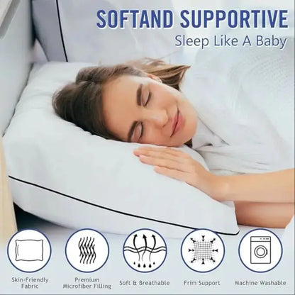 Cooling Bed Pillows, Luxury 3D Microfiber, Breathable Cover for Side, Back & Stomach Sleepers, Reduces Neck Pain, Pack of 4