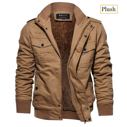 New Business Casual Jackets Man Winter Fleece Tactical Jacket Embroidery Windproof Multiple Pockets Outdoor Workwear Coat