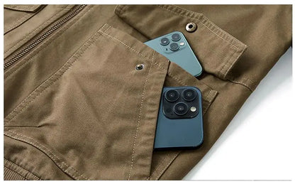 New Autumn Men Multiple Pockets Cargo Jackets Loose Tooling Cargo High Quality Male Cotton Casual Jackets Men's Clothing Size 4X