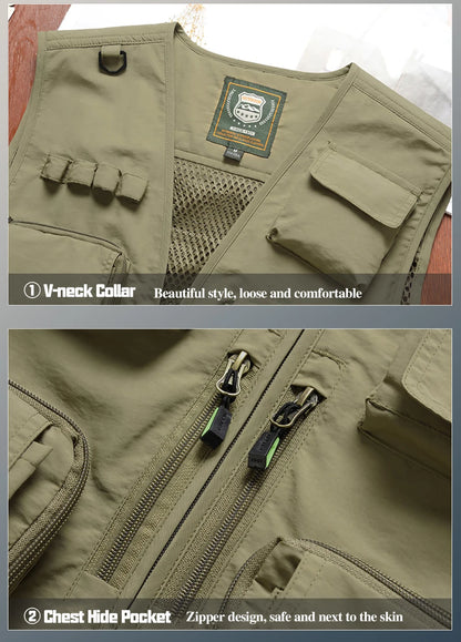 Workwear Safety Vest with Multi Pocket Emergency Rescue Volunteers Communication Safety Jacket Outdoor Work Clothing