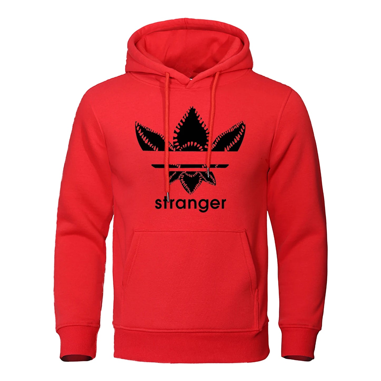 Fun Stranger floral pattern printed hooded top,with a unique letter style,trendy andfashionable sweatshirt,loose andsporty style