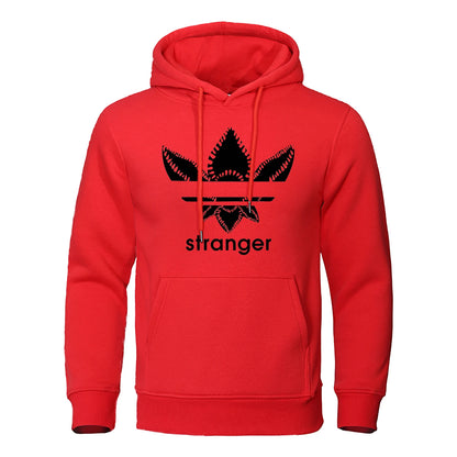 Fun Stranger floral pattern printed hooded top,with a unique letter style,trendy andfashionable sweatshirt,loose andsporty style