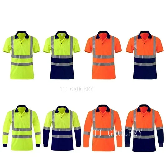 Quick-Dry Polo Shirt Work Reflective Labor Protection Safety Clothing Breathable Workwear Resistant Industrial Safety Shirt