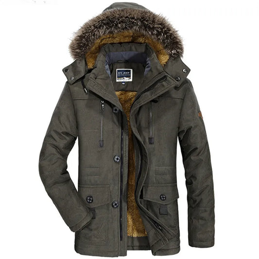 New Winter Men Hooded Fur Collar Long Down Jackets Overcoats Male Multiple Pockets Warm Parkas Quality Man Casual Chaquetas 7XL
