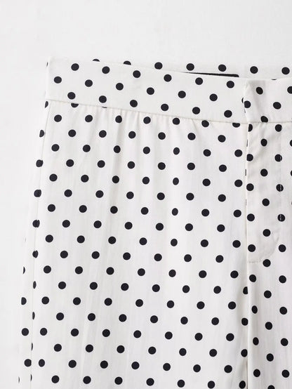 Woman Autumn Long Sleeves Turtleneck Zipper With Pockets Drawstring Casual Coats Women Fashion Polka Dot Printed Jacket