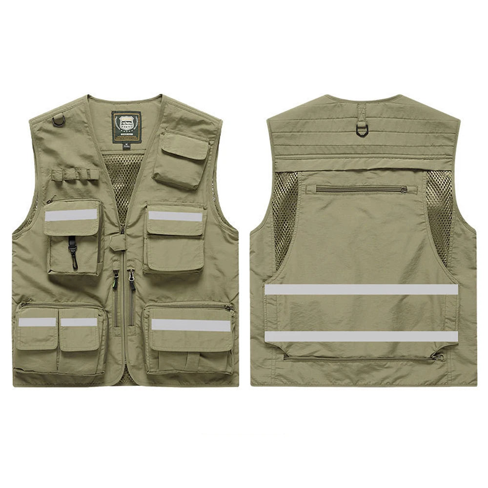 Workwear Safety Vest with Multi Pocket Emergency Rescue Volunteers Communication Safety Jacket Outdoor Work Clothing