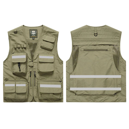 Workwear Safety Vest with Multi Pocket Emergency Rescue Volunteers Communication Safety Jacket Outdoor Work Clothing