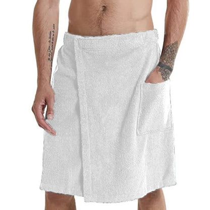 Men's Solid Color Wearable Bath Towels Bathhouse Shower Room Bathrobe with Pocket Bath Towel Bath Towel Beach Towel