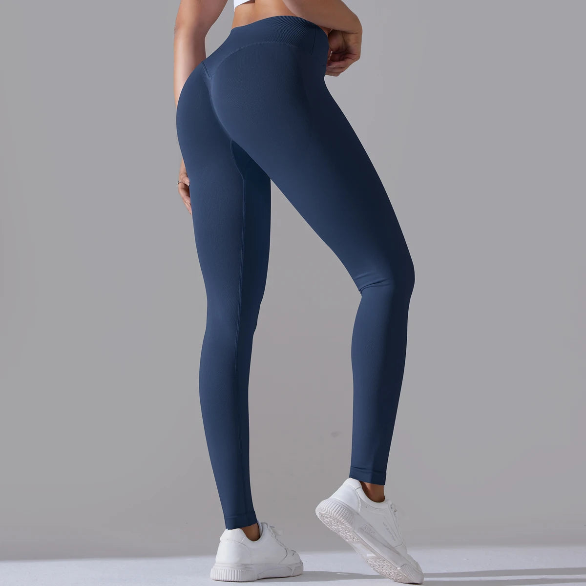 Seamless Yoga Pant Cross Over Waistband Sports Fitness Legging Women High Waist Gym Scrunch Butt Running Workout Leggings