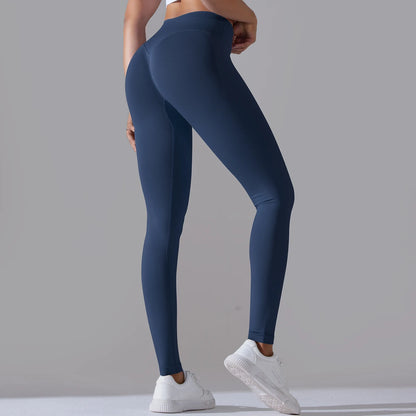 Seamless Yoga Pant Cross Over Waistband Sports Fitness Legging Women High Waist Gym Scrunch Butt Running Workout Leggings
