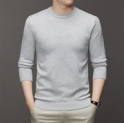 7 Colour Men's Round Neck Long Sleeved Solid Color Sweater Soft Warm and Comfortable Top with a Base