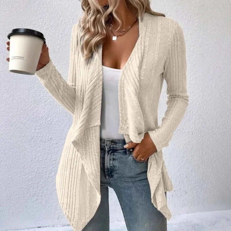 2026 Autumn/Winter New Women's Cardigan Top Solid Color Casual Fashionable Loose Long Sleeve Knitted Sweater Jacket