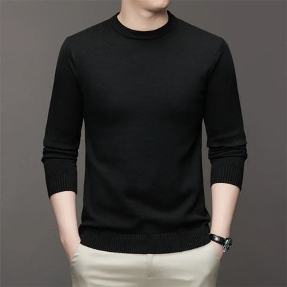 7 Colour Men's Round Neck Long Sleeved Solid Color Sweater Soft Warm and Comfortable Top with a Base