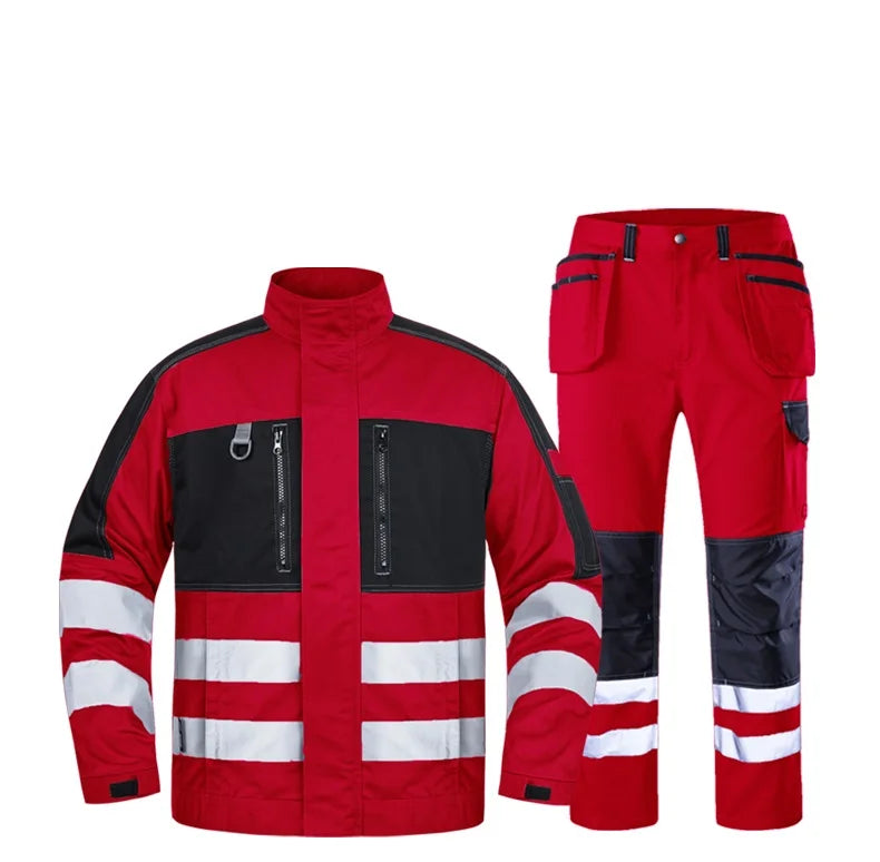 Work Clothes Men's maintainance Working Suit Wear-resistant Welder Suit Hi Vis Multi-pocket Labor safety Uniform Mechanical Suit