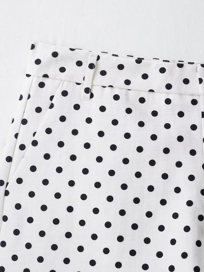 Woman Autumn Long Sleeves Turtleneck Zipper With Pockets Drawstring Casual Coats Women Fashion Polka Dot Printed Jacket