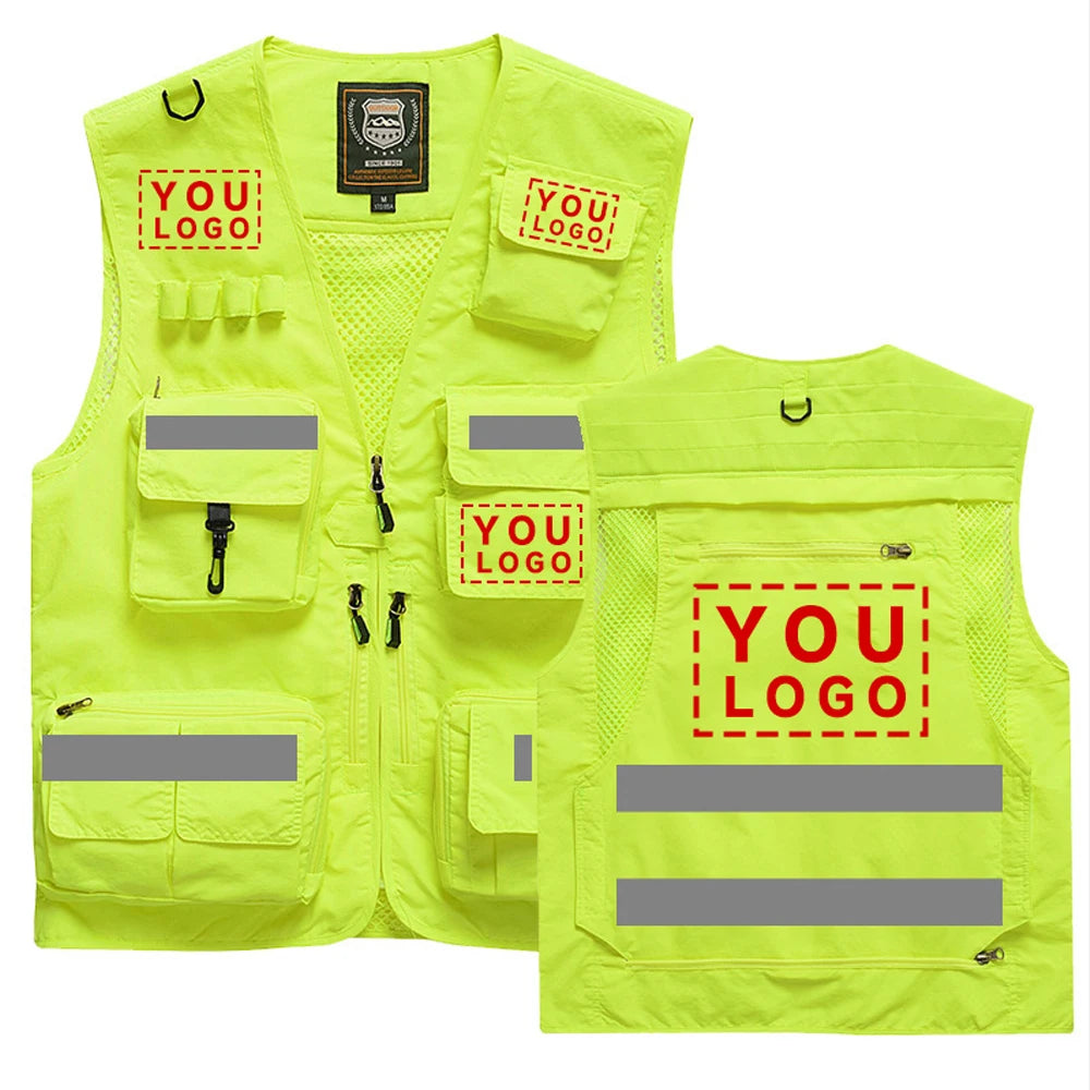 Workwear Safety Vest with Multi Pocket Emergency Rescue Volunteers Communication Safety Jacket Outdoor Work Clothing