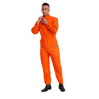 Men Resistant Coveralls Work Uniforms for Factory Workshop Stand Collar Long Sleeve Multi-pockets One-piece Jumpsuit Worker Wear