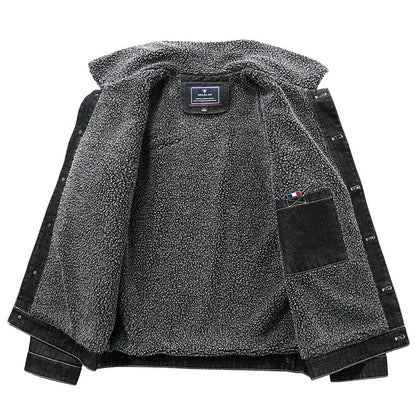 New Fashion Men Winter Fleece Warm Denim Jackets Tooling Coats Quality Cotton Male Multi-pocket Casual Cargo Jackets Size M-5XL