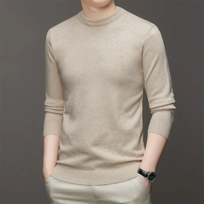 7 Colour Men's Round Neck Long Sleeved Solid Color Sweater Soft Warm and Comfortable Top with a Base