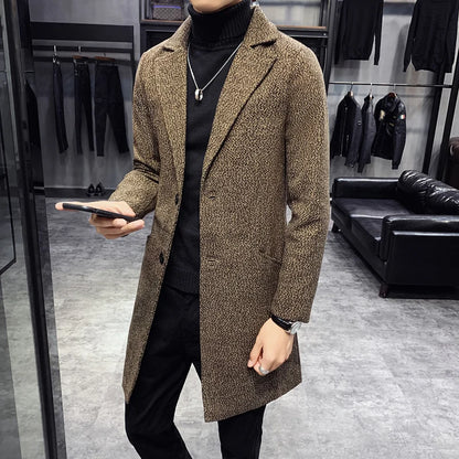 Men Winter Trench Coats Long Jackets Men Slim Fit Casual Wool Blends Business Casual Trench Thicker Warm Long Coats Size 5XL