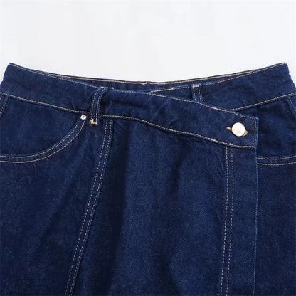 Blue Denim Shirt Woman Short Sleeve Cropped Shirt Women Summer Short Tops Woman Streetwear Y2k Stylish Women's Blouses