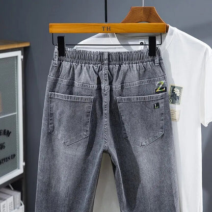 Pantalones cortos vaqueros de talla grande para hombre, pantalones largos tipo Bermudas de talla grande, pantalones vaqueros cortos para hombre, pantalones Capri 3/4 de verano 2023 para hombre 10XL 6XL 7XL azul