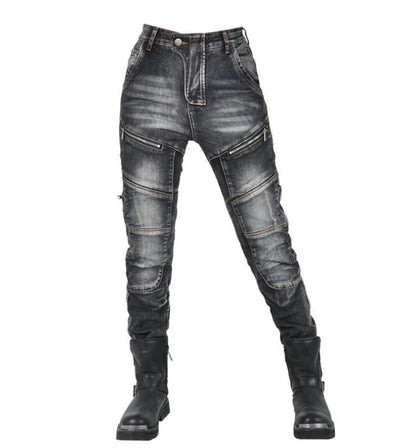 Womens zipper pants Motorcycle jeans Men's high elastic motorcycle riding rider pants Racing pants with protective