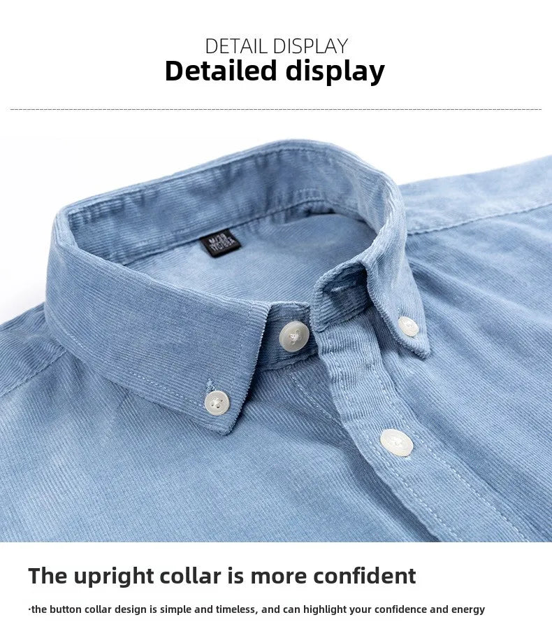 Retro Cotton Corduroy Warm Winter Shirt Men’s Long Sleeve Casual Soft Comfortable Pocket Dress Shirts for Male Blouse Clothes