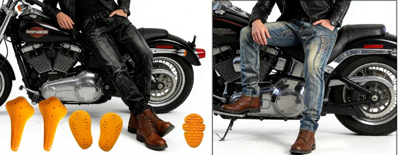 Men Kevlar Motorcycle Jeans Windproof Abrasion Resistant Protective Pants Blue Off Road Riding Trousers Four Season Gear