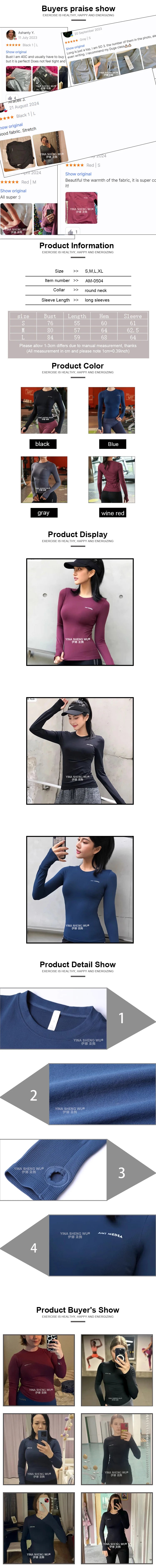 Long Sleeve Yoga Shirts Sport Top Fitness Clothes Wear for Women Gym Workout Top Jersey Running Training Tight Athletic Clothes