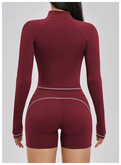Seamless Yoga Long Sleeve Women Sports Jacket Zipper Fitness Yoga Shirt Gym Top Activewear Running Coats Cycling Workout Clothes