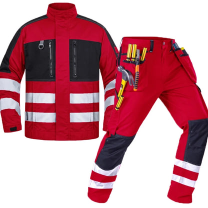 Work Clothes Men's maintainance Working Suit Wear-resistant Welder Suit Hi Vis Multi-pocket Labor safety Uniform Mechanical Suit