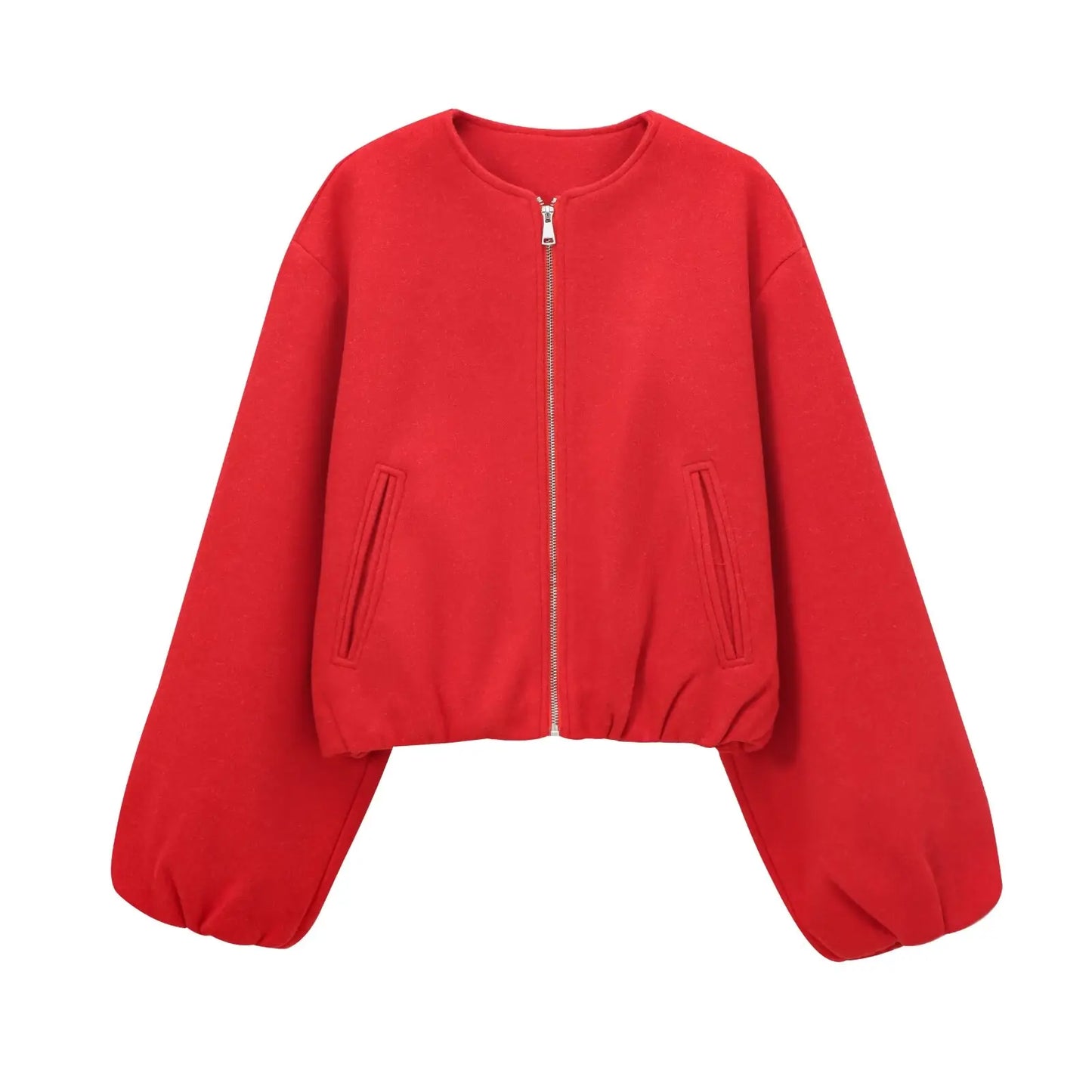 Red Zipper Bomber Jackets for Women Soft Cropped Jackets Woman 2026 Long Sleeve Woman's Sports Jacket New in Outerwears
