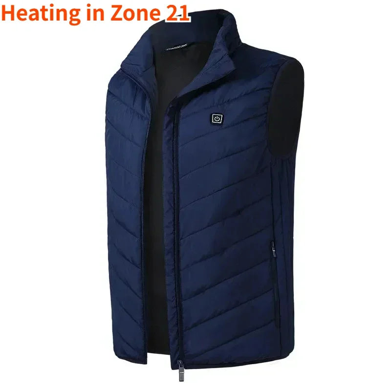 21 Areas Intelligent Electric Heating Vest Men's Winter Warm Jacket Usb Dual Control Infrared Heating Suit Casual Men Vest Coat