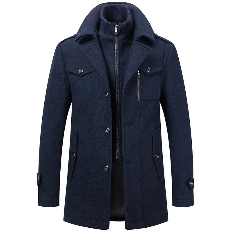 Men Cashmere Trench Coats Winter Jackets Overcoats Wool Blends High Quality New Winter Coats Male Business Casual Trench Coats 4