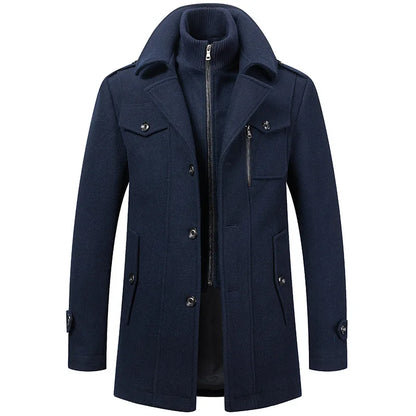 Men Cashmere Trench Coats Winter Jackets Overcoats Wool Blends High Quality New Winter Coats Male Business Casual Trench Coats 4