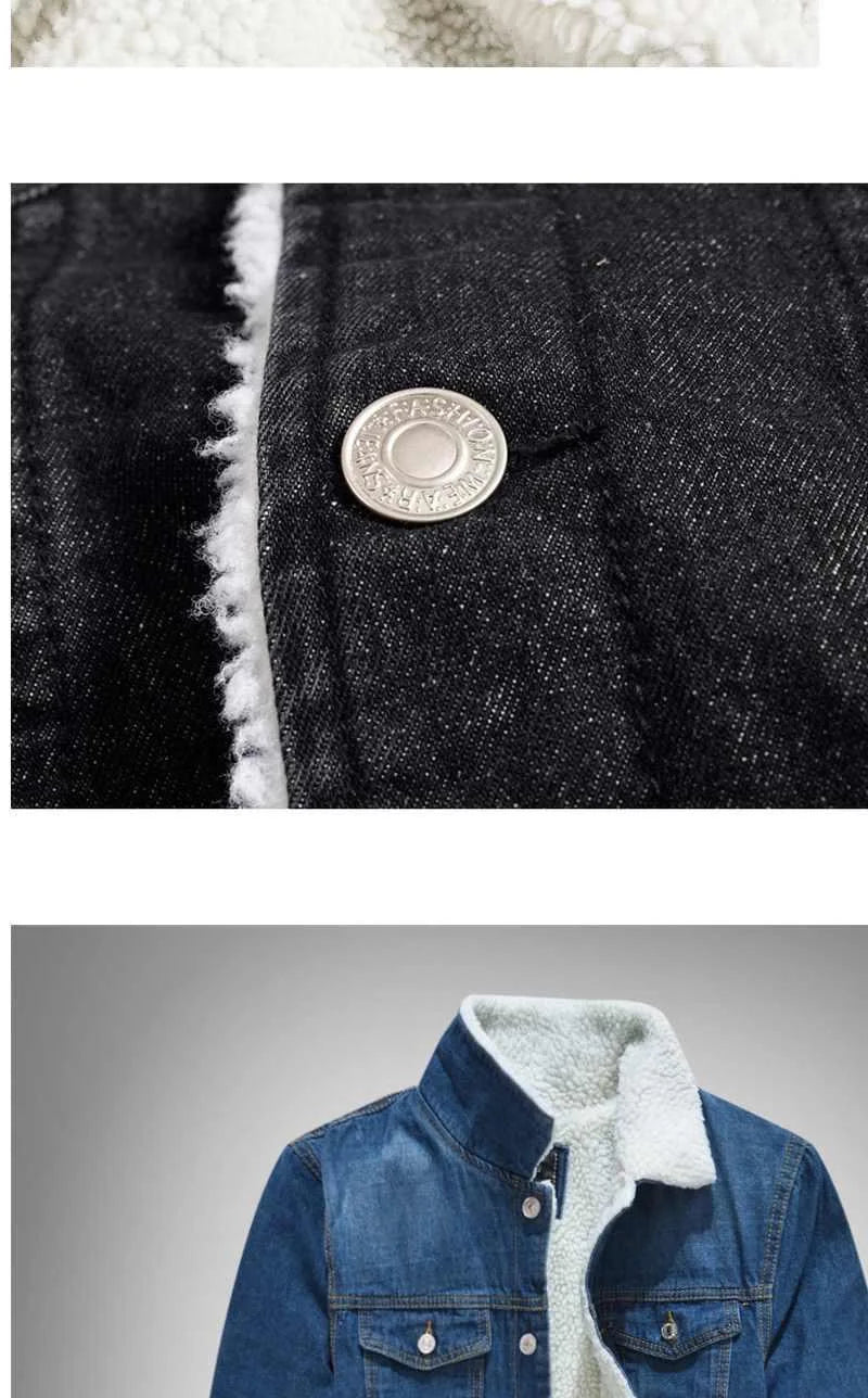 2025 Autumn/Winter New Fashion Solid Color Lamb Wool Denim Jacket Men's Casual Thick Warm High Quality Plus-Size Jacket M-3XL