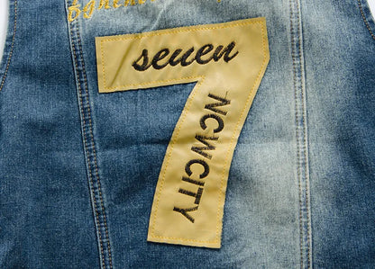 Men Slim Denim Vests Waistcoats Jackets Fashion Male Blue Fit Denim Coats Vests Large Size Punk Style Holes Jeans Vest Size 6XL