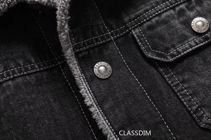 Men Winter Black Denim Jackets Fleece Warm Coats Good Quality Male Casual Winter Jackets Outwear Casual Coats Winter Clothes S-4XL