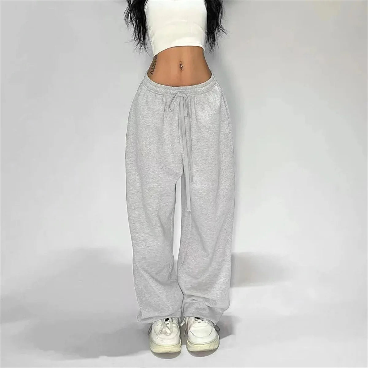 Solid Loose Sweatpants Women Wide Leg Y2K American Retro Pant Female Joggers Baggy Pants Hip Hop Oversized Trousers Streetwear