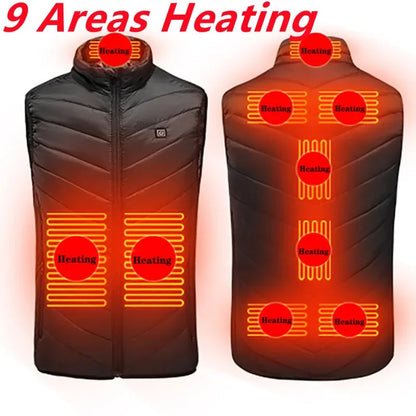 21 Areas Heated Vest Men Jacket Heated Winter Womens Electric Usb Heater Tactical Jacket Man Thermal Vest Body Warmer Coat 6XL