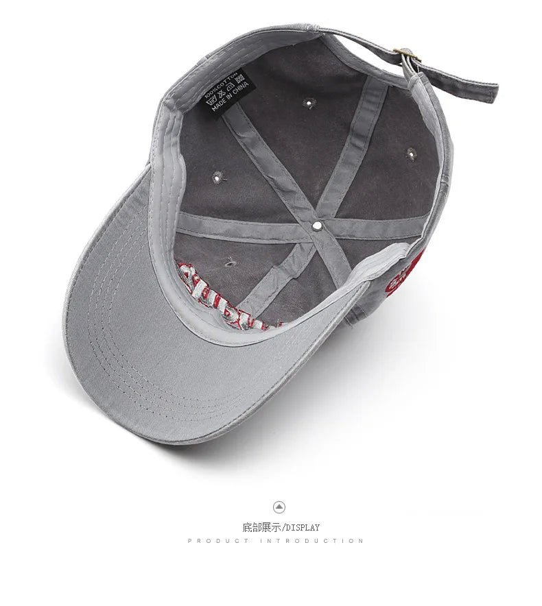 Summer Women Men Baseball Cap Fashion Letter Embroidery Snapback Hat Vintage Washed Cotton Unisex Hip Hop Sun Hat Casquette