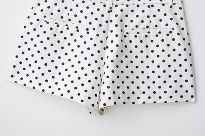 Woman Autumn Long Sleeves Turtleneck Zipper With Pockets Drawstring Casual Coats Women Fashion Polka Dot Printed Jacket