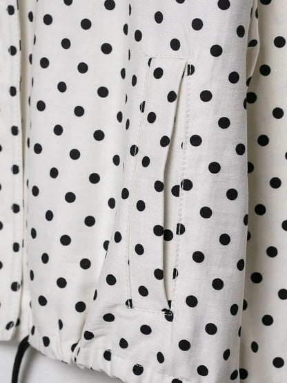 Woman Autumn Long Sleeves Turtleneck Zipper With Pockets Drawstring Casual Coats Women Fashion Polka Dot Printed Jacket