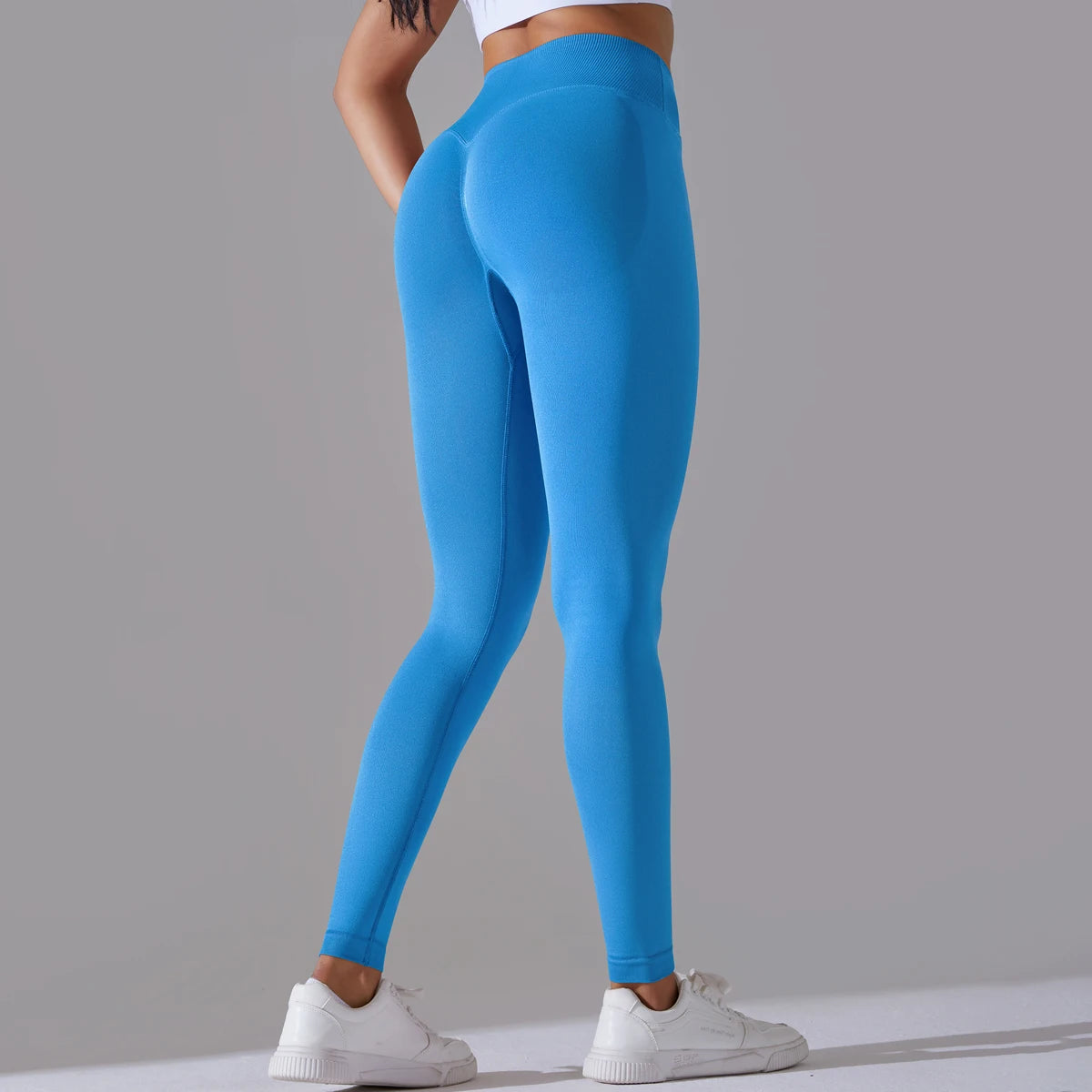 Seamless Yoga Pant Cross Over Waistband Sports Fitness Legging Women High Waist Gym Scrunch Butt Running Workout Leggings